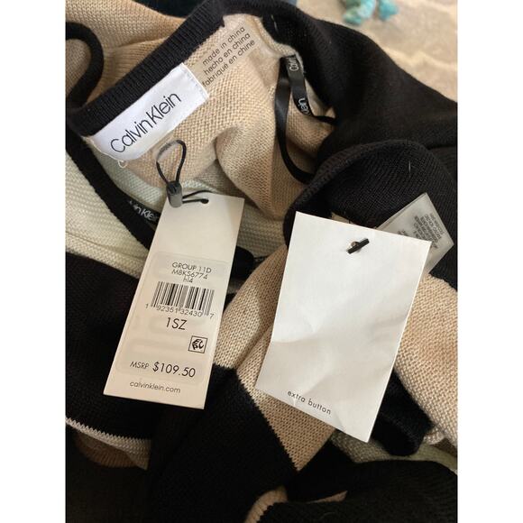 NWT $109.50 Calvin Klein Nude White Black Gold Hardware 1 size Fits Most Poncho - Picture 12 of 12